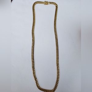 Italian 925 Silver Chain, Gold plating, Cuban Model, double clasp, 24 inches,